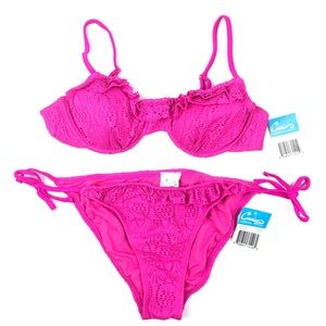 CALIFORNIA WAVES 2 pc swimsuit Medium pink eyelet